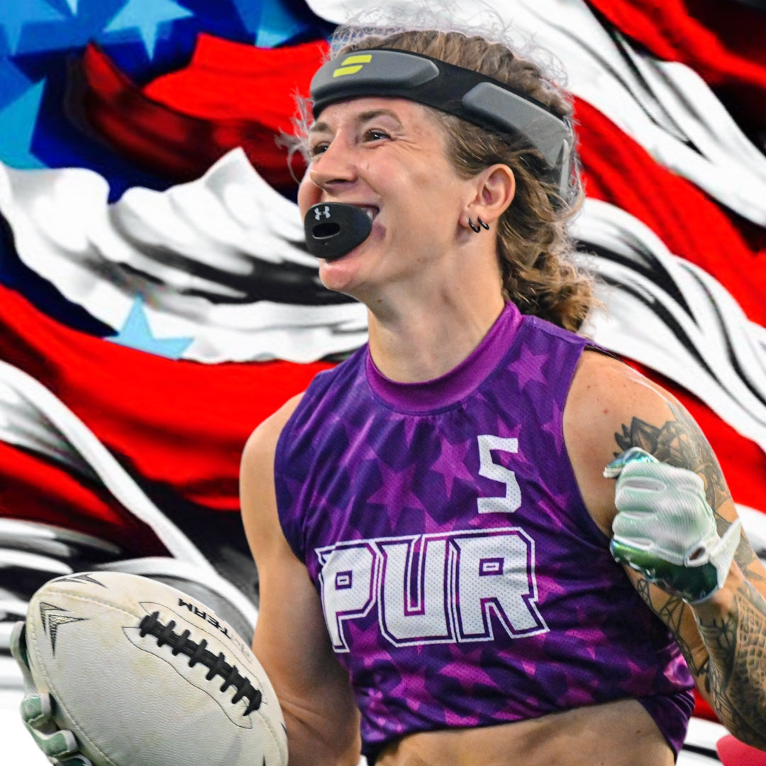 Top flag football athletes wear protective headband